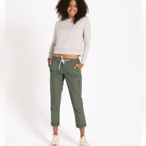 Vuori Women's Ripstop Pant DuraTerra Stretch Fabric Army Green Mid Rise Size Med